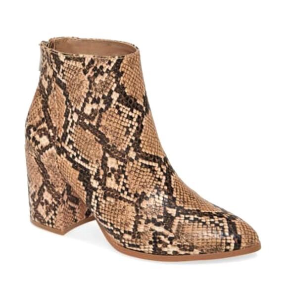 NWT Steve Madden Juliana Snakeskin Embossed Pointed Toe Block Heel Ankle Booties - Picture 4 of 10